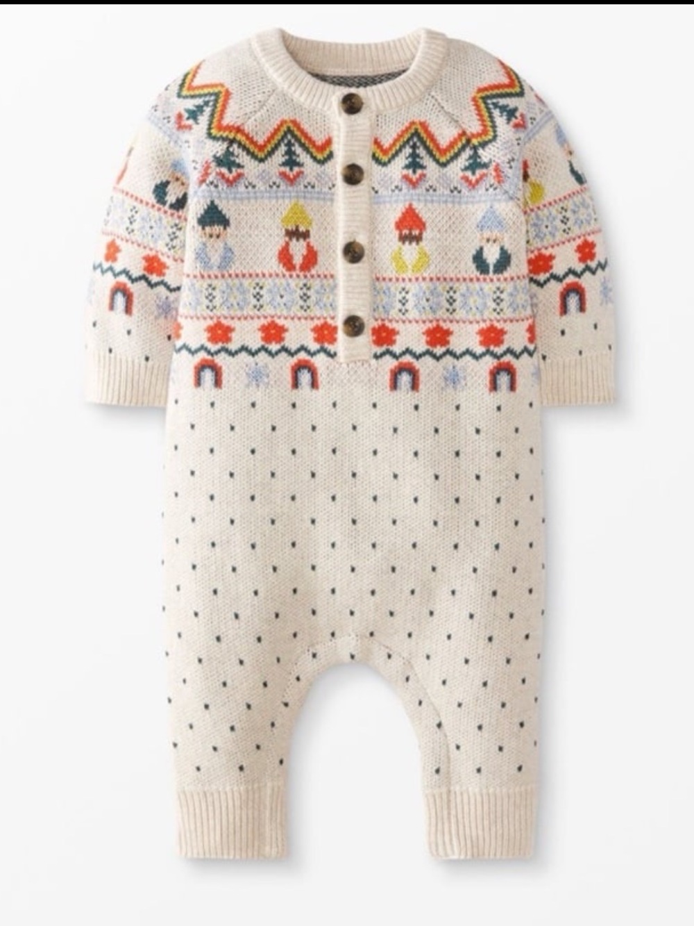 Hanna Andersson Fair Isle Gnome Sweater Romper Sz 6-12 Mo